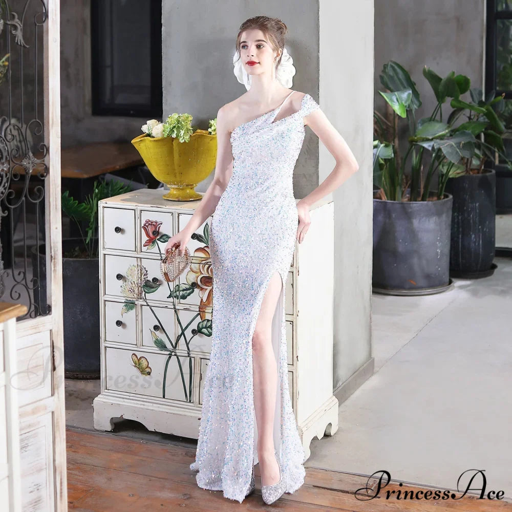 Mile one-shoulder bright Charming sequined formal dress