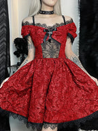 Mini Party Aesthetic One Shoulder Strap Sexy Lace Cutouts Elegant A Line High Waist Dress