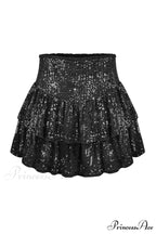 Mini Tiered Sequined Folded Skirt