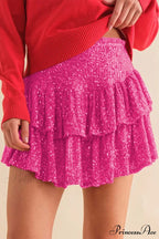 Mini Tiered Sequined Folded Skirt
