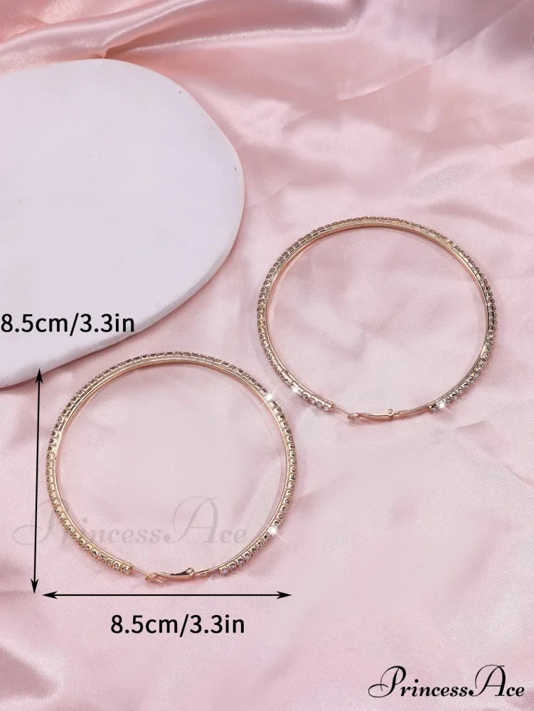 Minimalist Rhinestone Inlaid Chunky Hoop Earrings