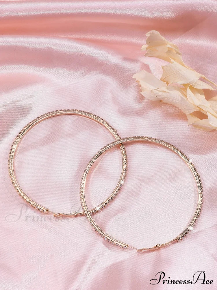 Minimalist Rhinestone Inlaid Chunky Hoop Earrings
