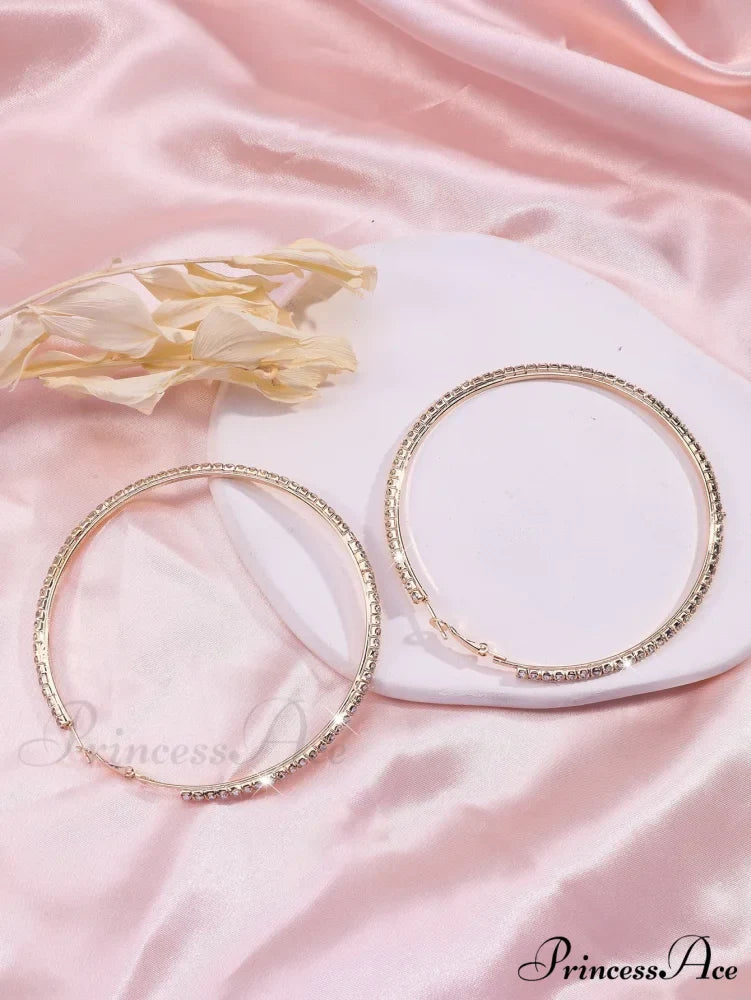 Minimalist Rhinestone Inlaid Chunky Hoop Earrings