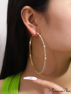 Minimalist Rhinestone Inlaid Chunky Hoop Earrings