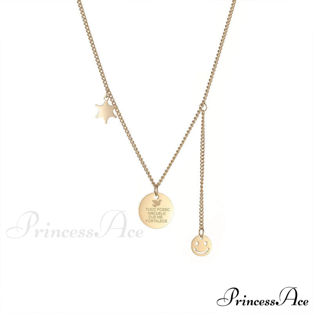 Minimalist Smile Star Plate Pendant Necklace