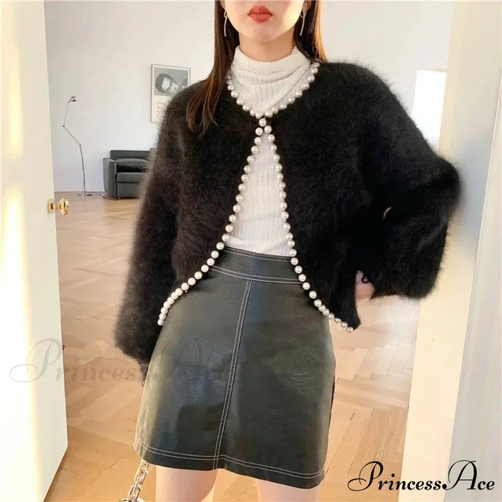 Mink Fleece Lantern Sleeve Cardigan