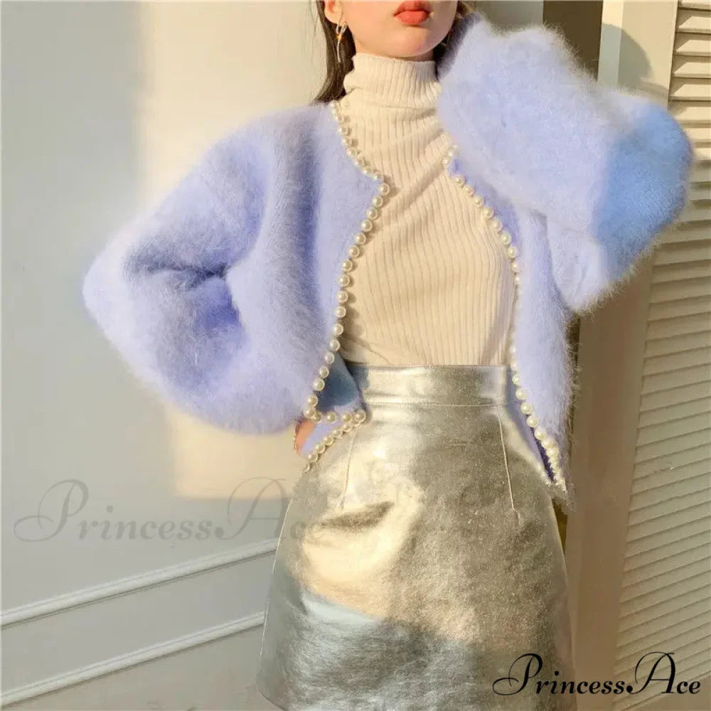 Mink Fleece Lantern Sleeve Cardigan