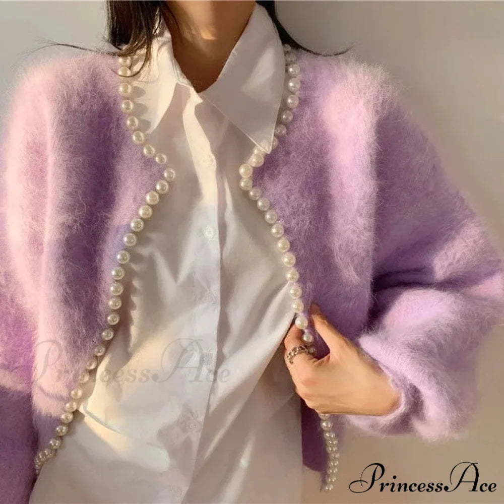 Mink Fleece Lantern Sleeve Cardigan