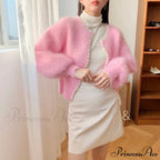 Mink Fleece Lantern Sleeve Cardigan