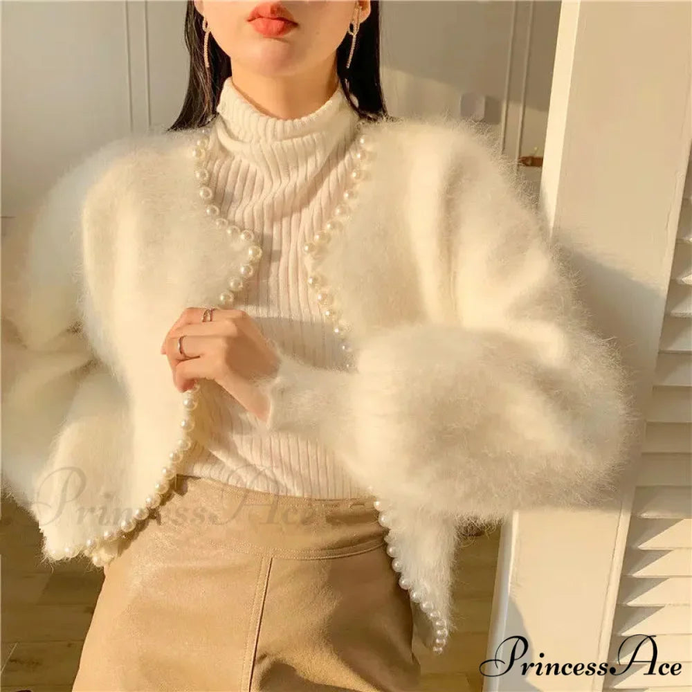 Mink Fleece Lantern Sleeve Cardigan