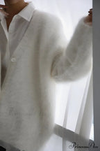 Mink Hair V Faux Neck Cardigan