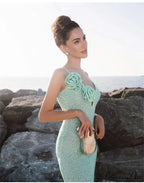 Mint Green Sequins Spaghetti Party Dress