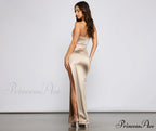 Mirabel Formal Satin Charming High Slit Dress