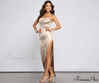 Mirabel Formal Satin Charming High Slit Dress