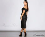 Misty Off Stylish Shoulder Glitter Dress