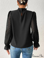 Mock Flounce Blouse Sheer with Arm Neck