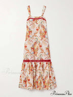 Modern Exquisite Paisley Crochet Graceful Trim Print Maxi Dress