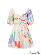 Modern Sophisticated Art Graffiti Graceful Floral Print Mini Dress
