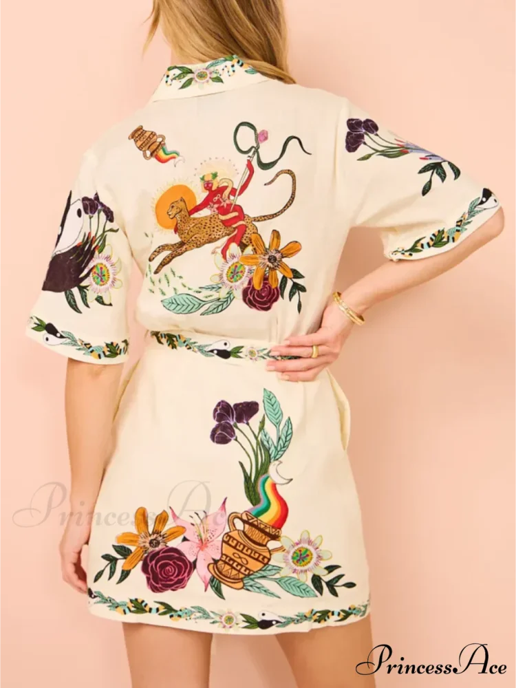 Modern Sophisticated Feel Satin Graceful Unique Print Mini Dress