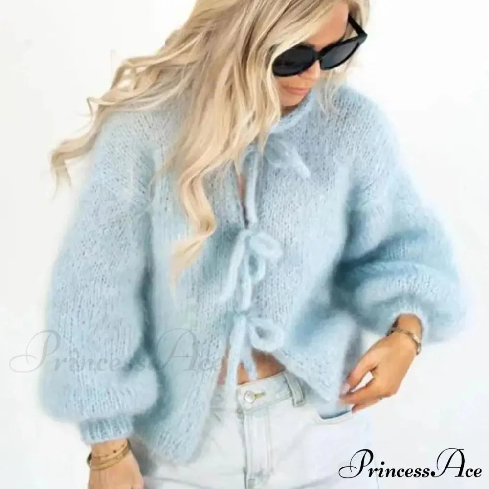 Mohair Soft Zip Tie Ivory Cardigan