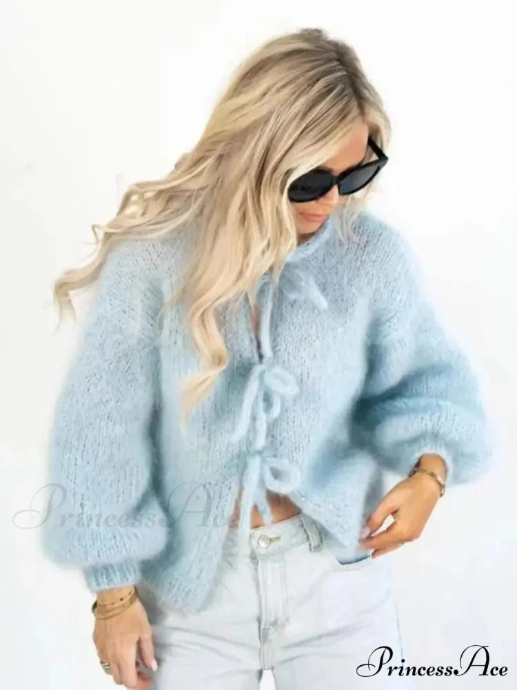 Mohair Soft Zip Tie Ivory Cardigan