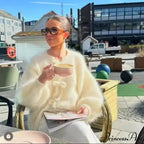 Mohair Soft Zip Tie Ivory Cardigan