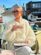 Mohair Soft Zip Tie Ivory Cardigan