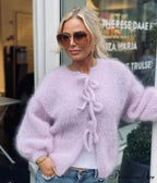 Mohair Soft Zip Tie Ivory Cardigan