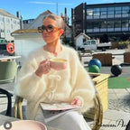 Mohair Soft Zip Tie Ivory Cardigan