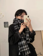 Mohair Winter Scarf - Solid Color, Thickened Wool, Fringed