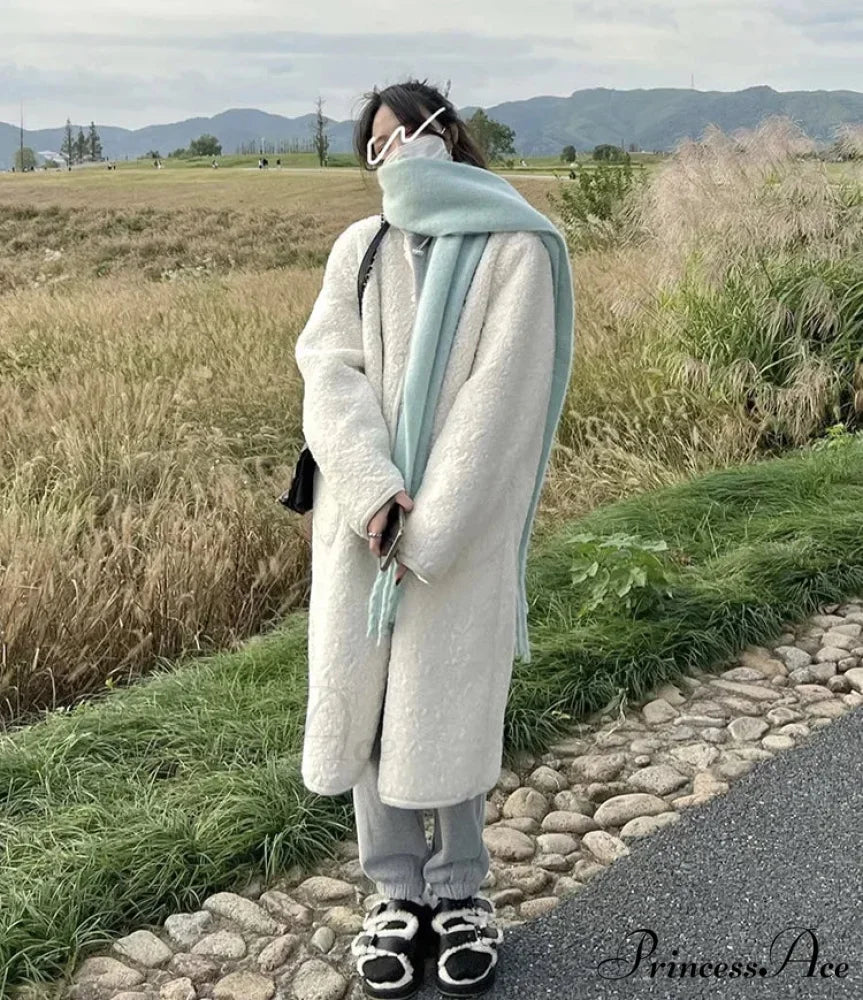 Mohair Winter Scarf - Solid Color, Thickened Wool, Fringed