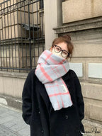 Mohair Winter Scarf - Solid Color, Thickened Wool, Fringed