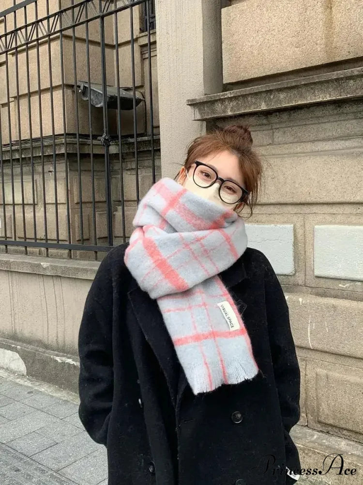 Mohair Winter Scarf - Solid Color, Thickened Wool, Fringed