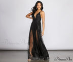 Mona Formal Stylish Plunging Glitter Dress