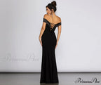 Monet Off Stylish Shoulder Evening Gown