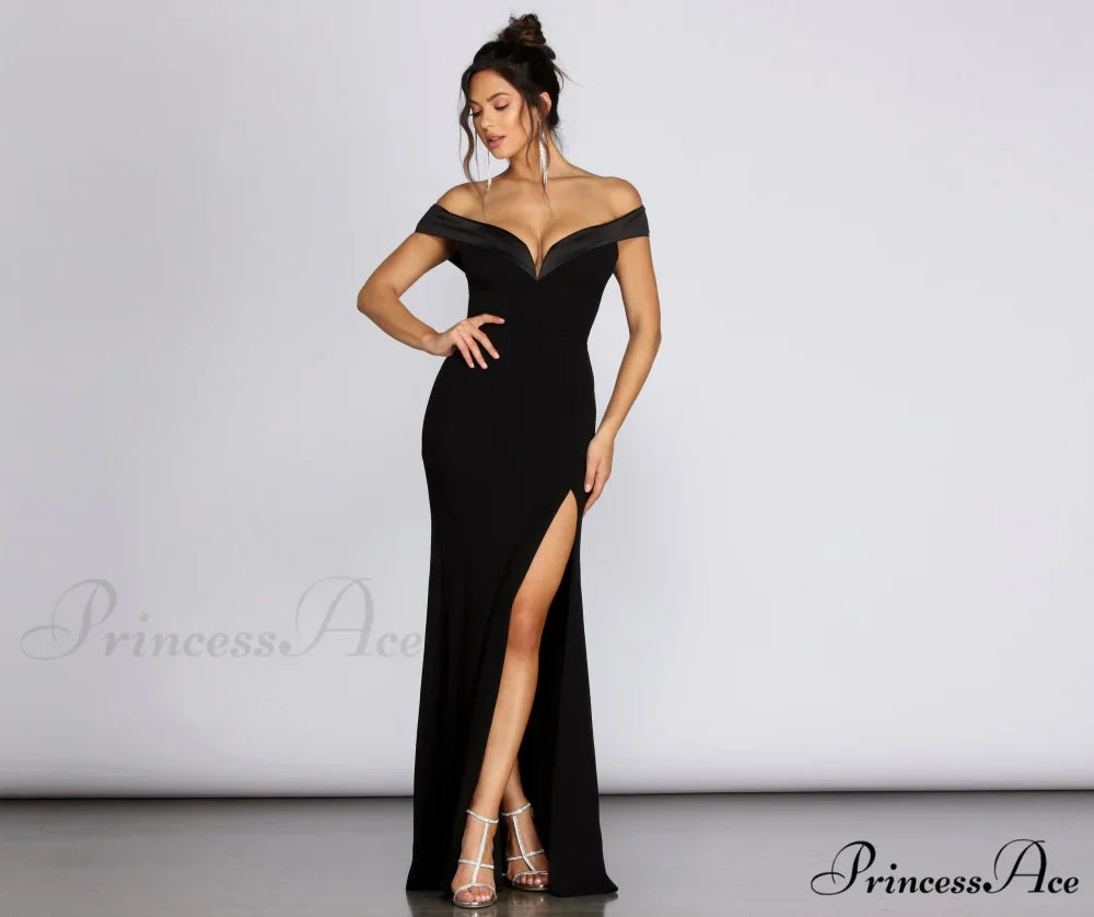 Monet Off Stylish Shoulder Evening Gown