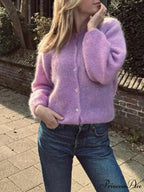 Monochromatic Button-Up Long Sleeve Cardigan