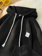 Monochromatic Embroidered Generous Fleece Hoodie