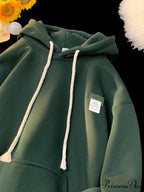 Monochromatic Embroidered Generous Fleece Hoodie