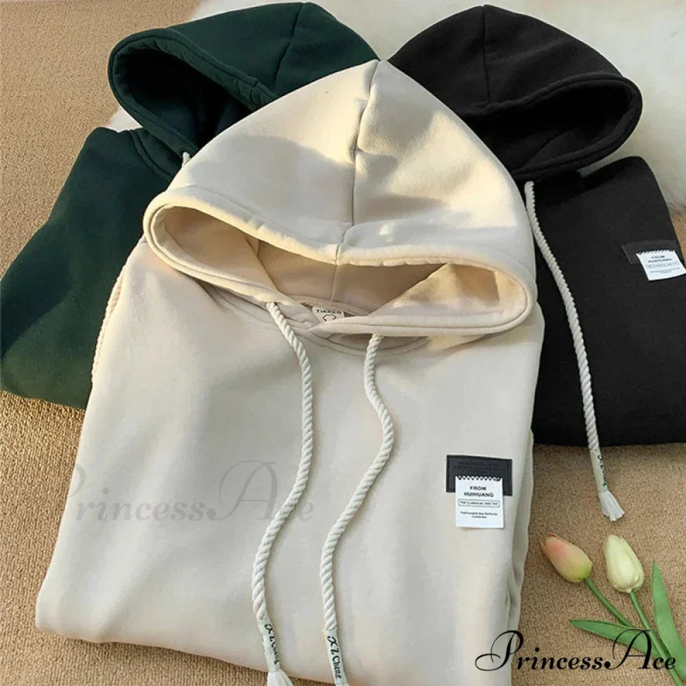 Monochromatic Embroidered Generous Fleece Hoodie