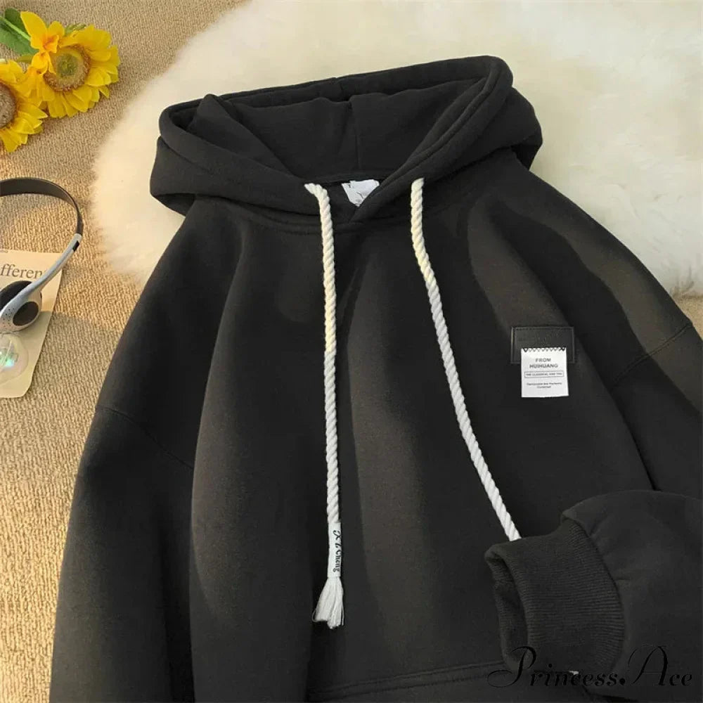Monochromatic Embroidered Generous Fleece Hoodie
