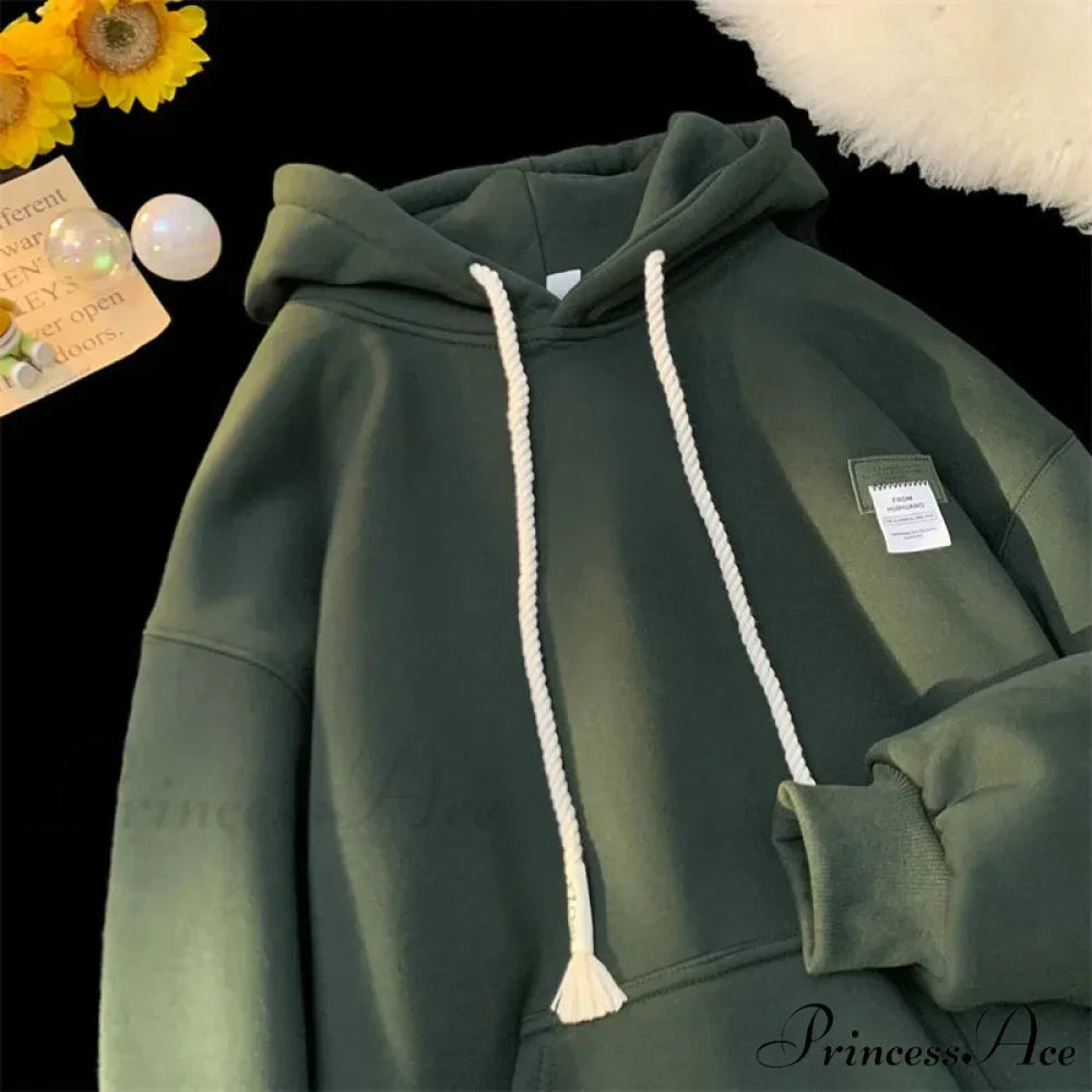Monochromatic Embroidered Generous Fleece Hoodie