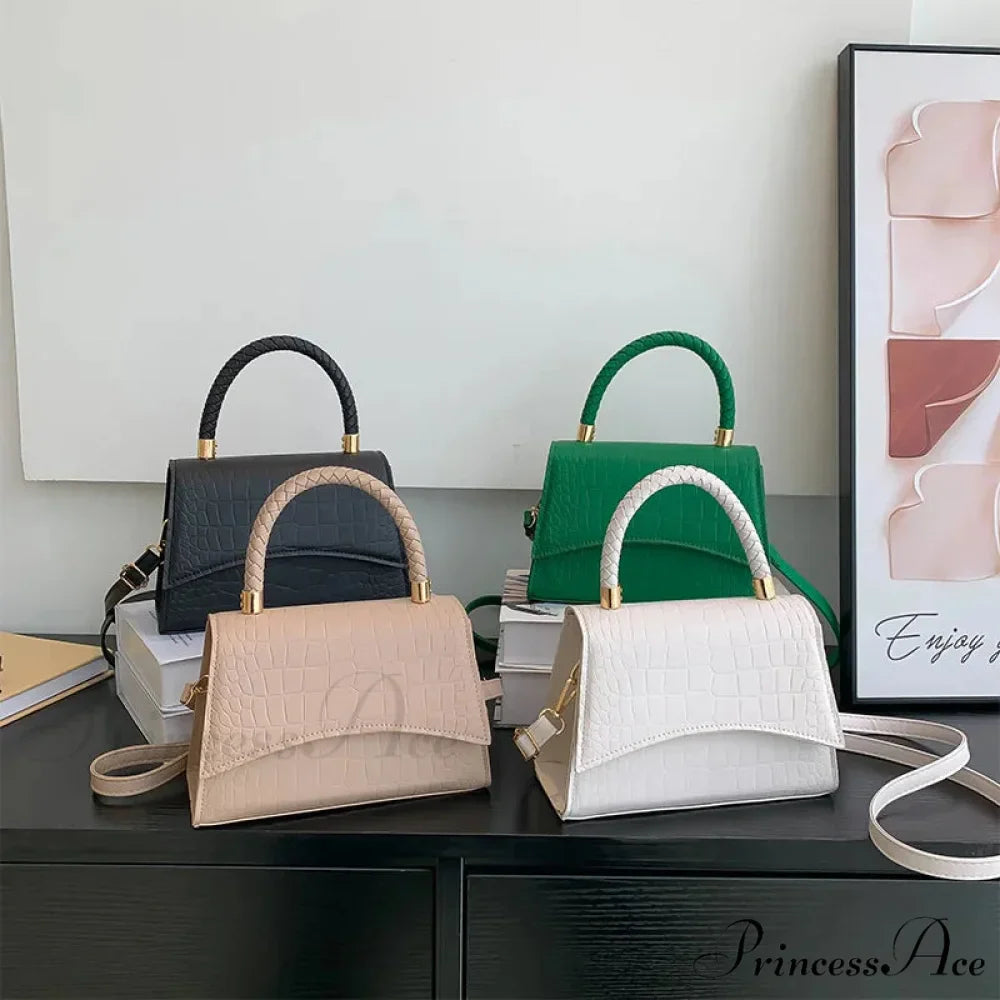 Monochromatic PU Leather Designer Crossbody Handbag