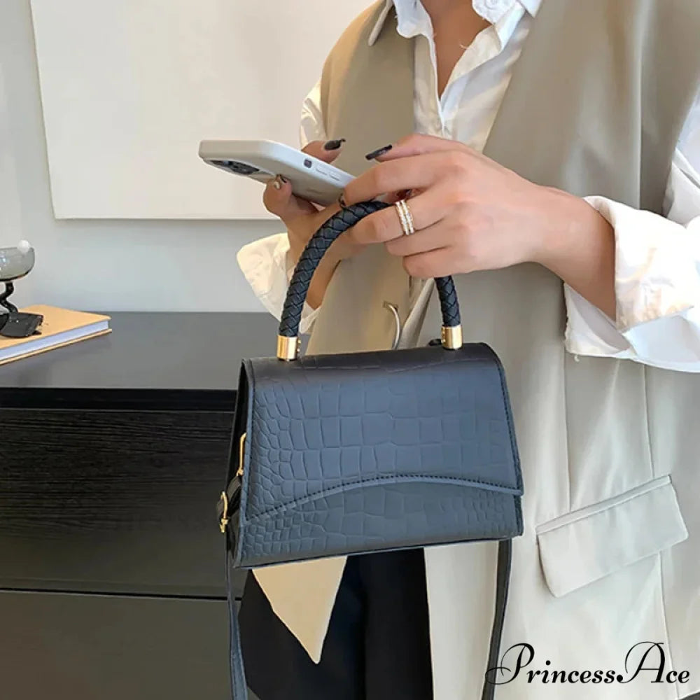 Monochromatic PU Leather Designer Crossbody Handbag