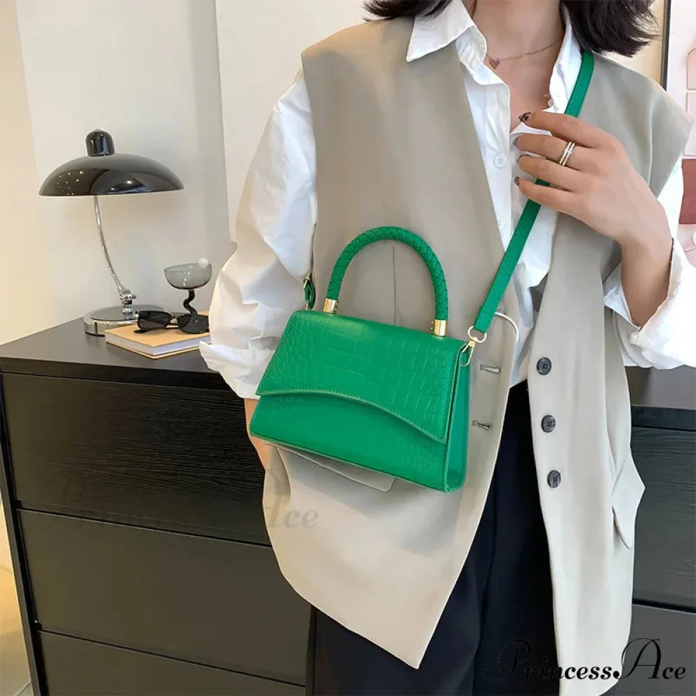 Monochromatic PU Leather Designer Crossbody Handbag