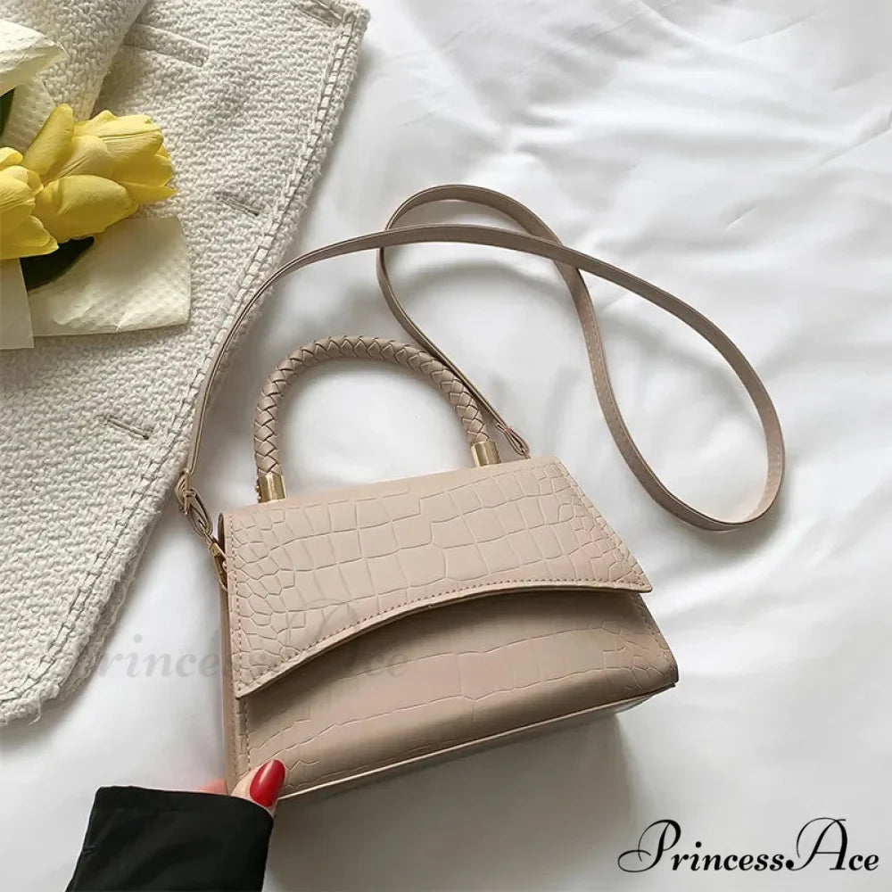 Monochromatic PU Leather Designer Crossbody Handbag