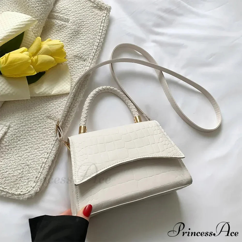 Monochromatic PU Leather Designer Crossbody Handbag