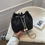 Monochromatic Rhinestone Opulent Chain Crossbody Sparkle Clutch Bag