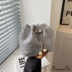 Monochromatic Rhinestone Opulent Chain Crossbody Sparkle Clutch Bag