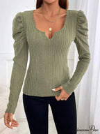Monochromatic Shade Partially Uncovered Neck Fall Fitted Knit Top